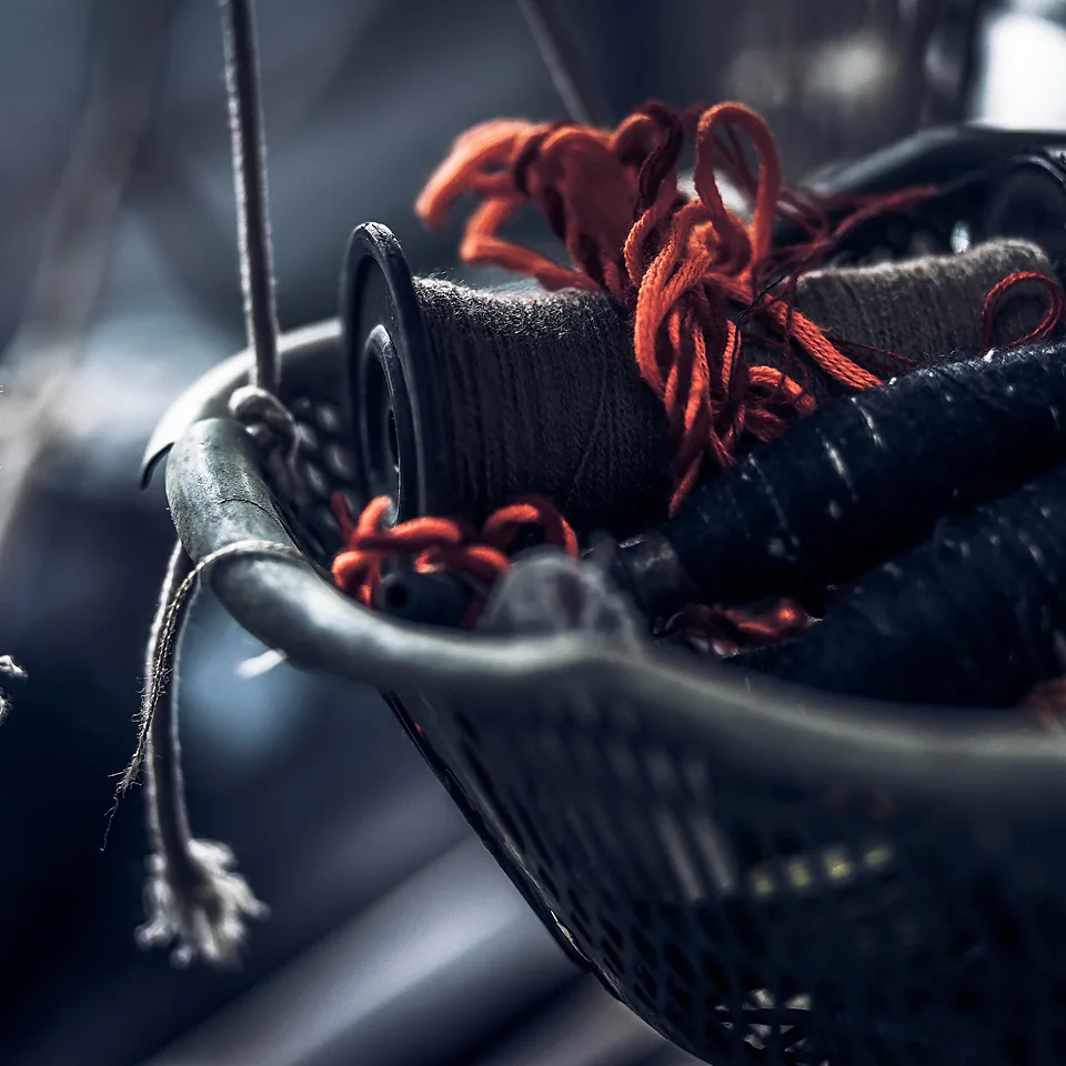 Waxed saddle-stitching thread in the workroom