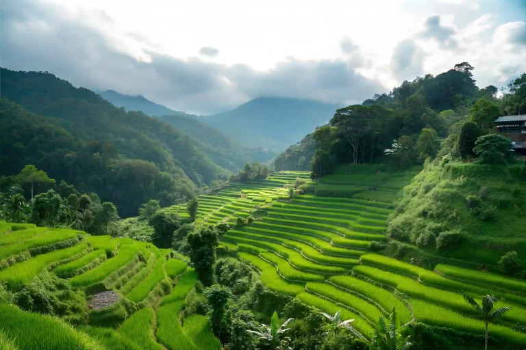 Sweeping view over the Pupuan rice terraces in Bali