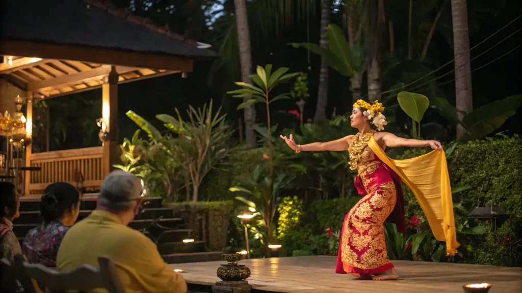 Balinese dancer in traditional hand-made costume