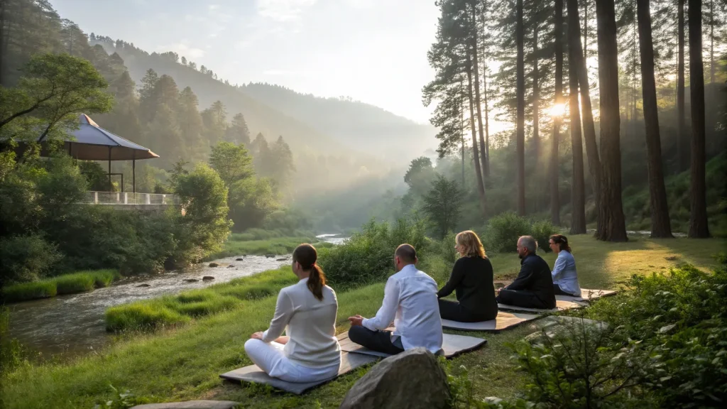 Corporate group retreat session in the Bali highlands