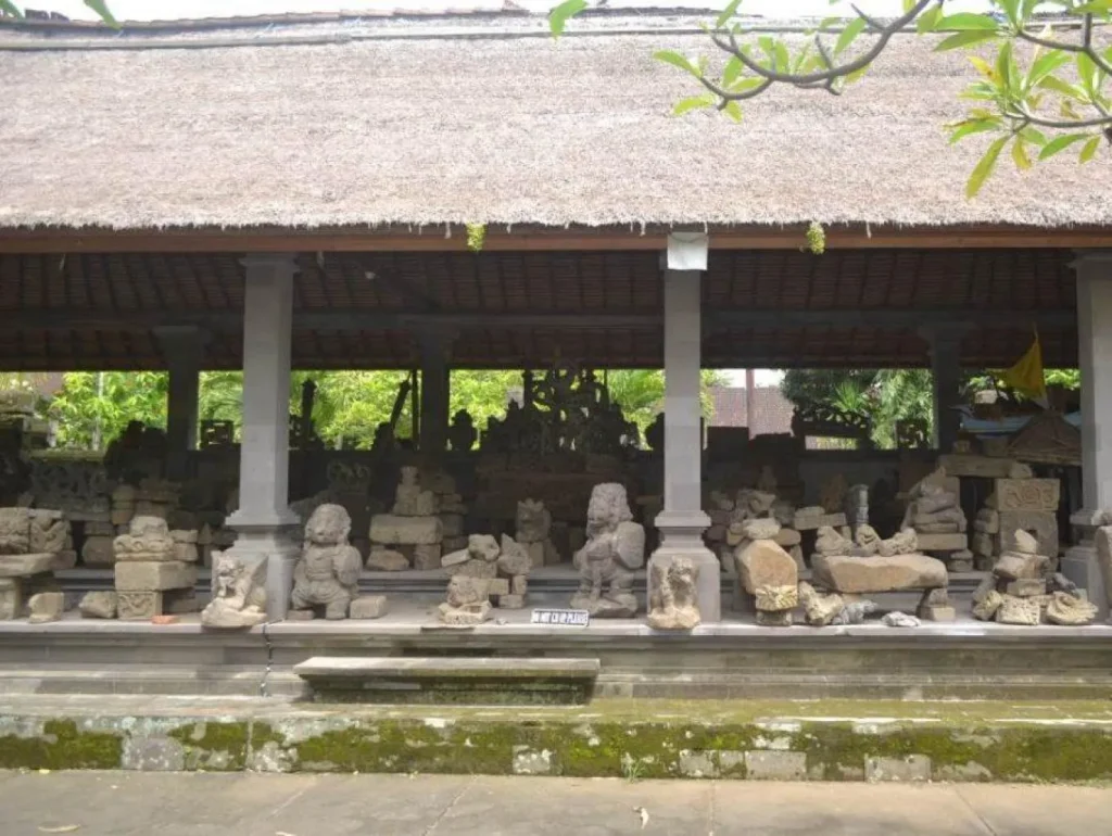 Stone carvings displayed at a Balinese art village